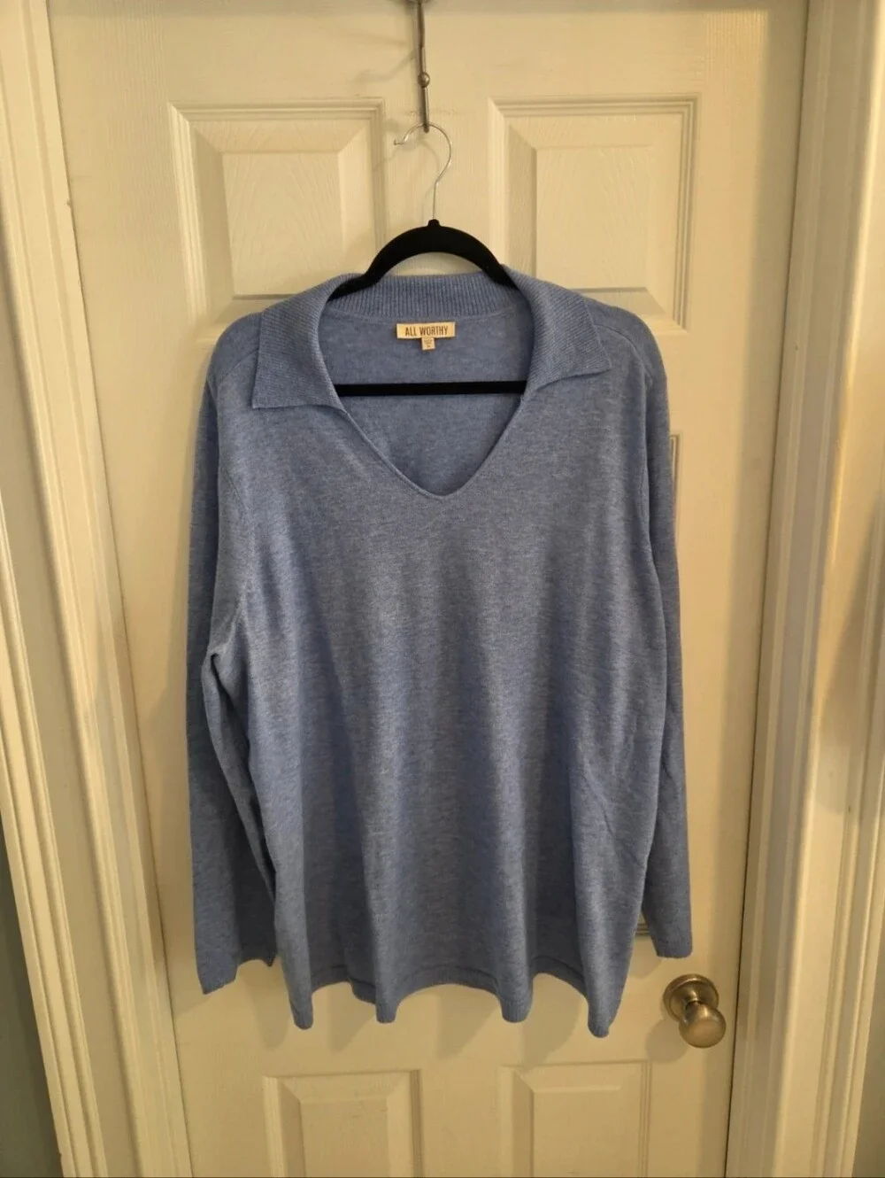 All Worthy Hunter McGrady Collared V-Neck Polo Sweater